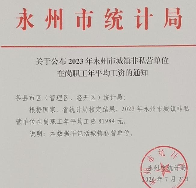 永州社平工资2023是多少？永州社平工资2022最新！